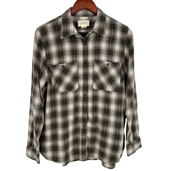 Ralph Lauren RL Utility Denim & Supply Womens Large Gray Olive Blouse Shirt Top - Picture 1 of 7